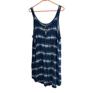 🔷SONOMA: Women’s XXL, blue & white tie-dye sleeveless dress w/buttons🔷